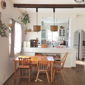 Collapsible Bamboo Column Shade Corded Track Light Adjustable Cable Freely For Seaside Villa Farmhouse 2Pcs C Style