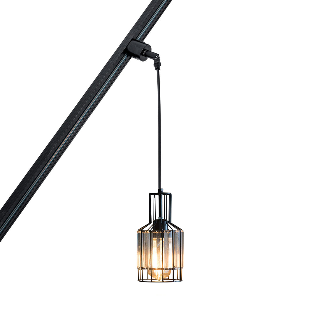 Sloped Position Track Light Fixture E26 Base Crystals Lampshade Modern Design Hanging Lamp Inclined Roof