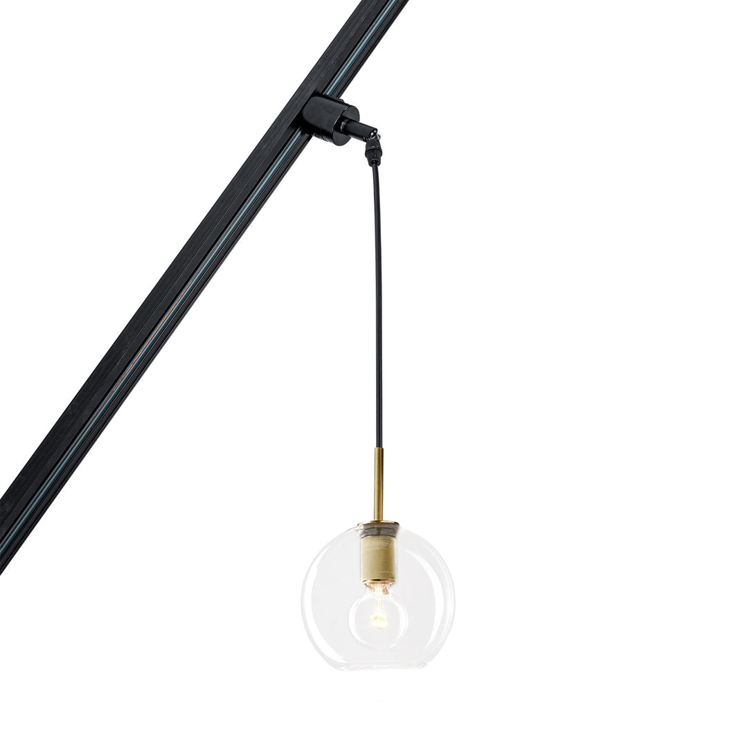 Sloped Position Track Light Fixture E26 Base Clear Glass Lampshade Modern Design Hanging Lamp Inclined Roof