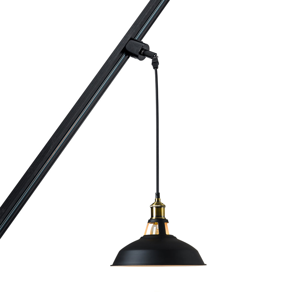 Sloped Position Track Light Fixture E26 Base Metal Black Vintage Design Hanging Lamp Inclined Roof