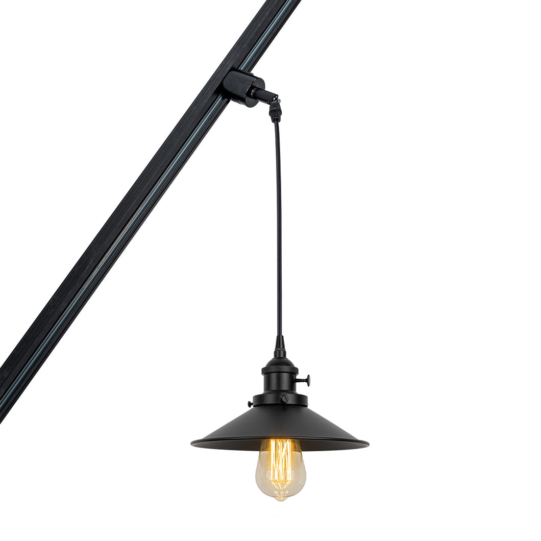 Black Cone Metal Sloped Position Track Light Fixture E26 Base Modern Design Hanging Lamp Inclined Roof