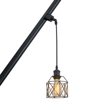 Load image into Gallery viewer, Hollow Black Cage Metal Sloped Position Track Light Fixture E26 Base Modern Design Hanging Lamp Inclined Roof