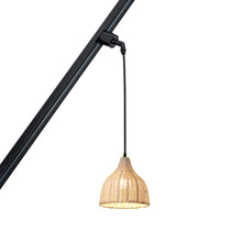 Load image into Gallery viewer, Sloped Position Track Light Fixture E26 Base Rattan Lampshade Vintage Design Hanging Lamp Inclined Roof
