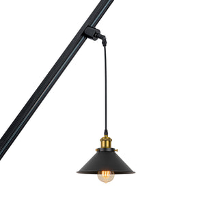 Sloped Position Track Light Fixture E26 Base Black Metal Vintage Design Hanging Lamp Inclined Roof