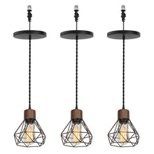 Load image into Gallery viewer, E26 Connection Ceiling Spotlight Remodel Walnut Base Hollow Shade Retro Hanging Light Convert Kit