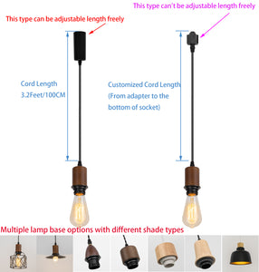 Vintage Track Light Wood/Walnut E26 Base Metal Shade Multi Options Customized Adjusted Height Freely