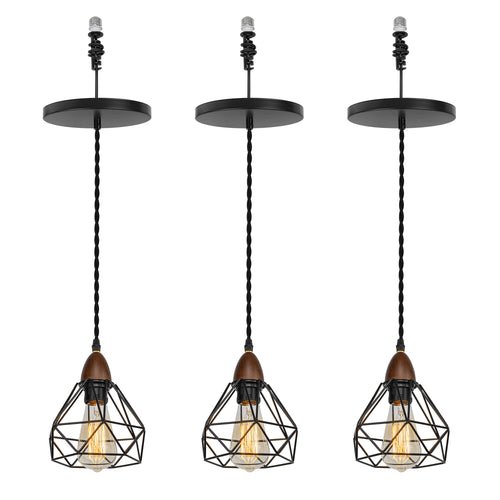 E26 Connection Ceiling Spotlight Remodel Walnut Base Hollow Shade Simple Hanging Light Convert Kit