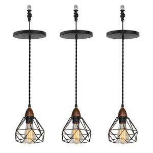 E26 Connection Ceiling Spotlight Remodel Walnut Base Hollow Shade Simple Hanging Light Convert Kit
