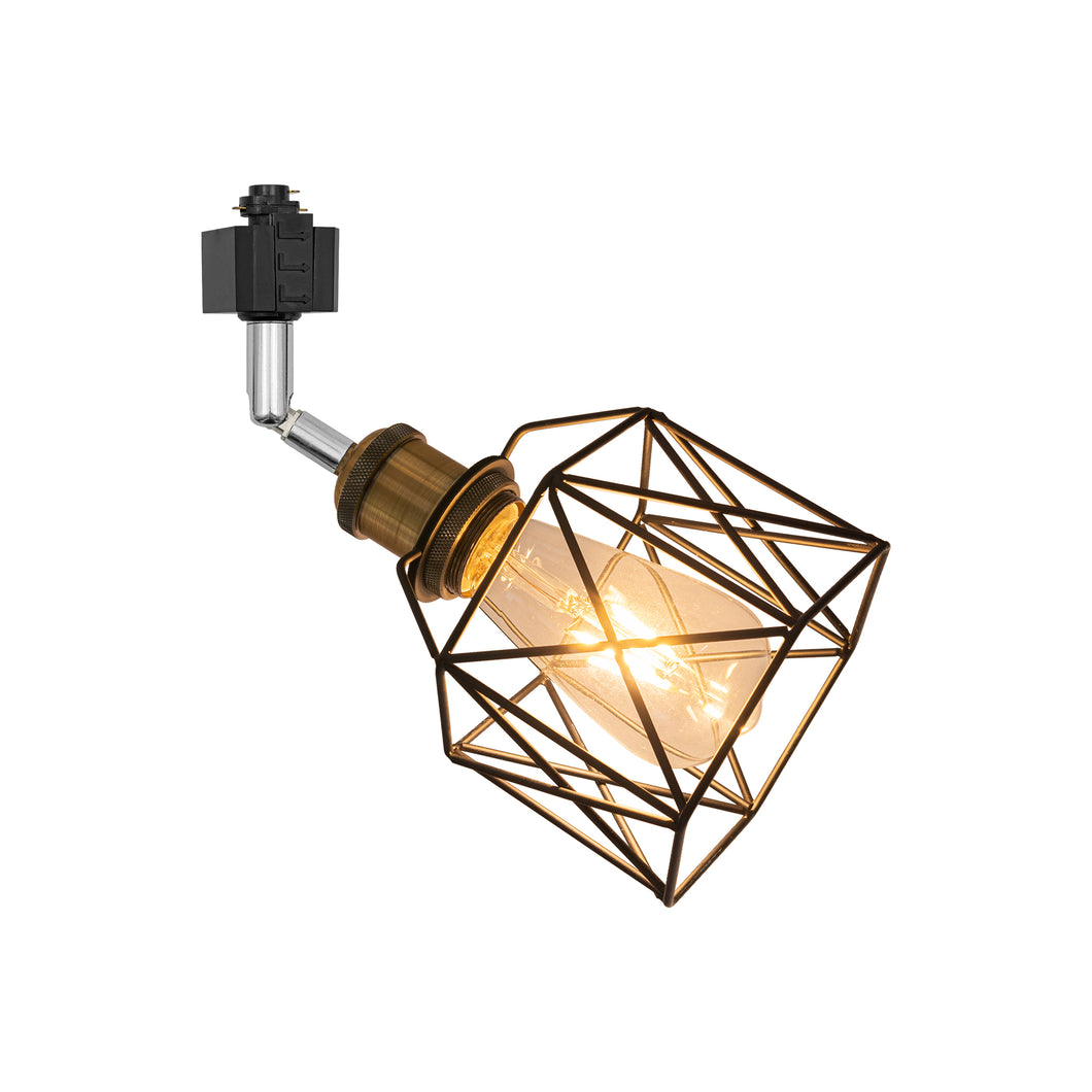 Hollow Cage Metal Shade Track Light Rotatable Tilt Adjustable Accent Lighting Vintage Design