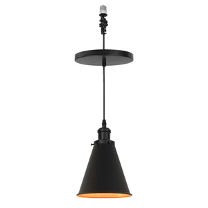 Ceiling Spotlights Remodel Droplight Black Cone Shade Retro Design Hanging Light Conversion Kit For E26 Ceiling Lamp