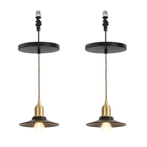 Ceiling Spotlight Remodel E26 Brass Base Black Shade Metal Hanging Light Conversion Kit