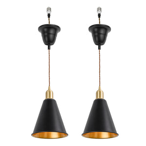 Ceiling Spotlight Remodel E26 Brass Base Black Shade Inner Gold Metal Hanging Light Conversion Kit