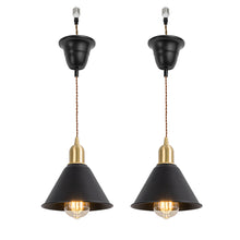 Load image into Gallery viewer, Ceiling Spotlight Remodel E26 Brass Base Black Metal Shade Hanging Light Conversion Kit