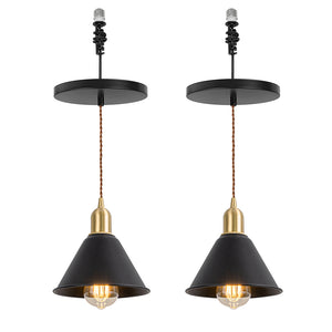 Ceiling Spotlight Remodel E26 Brass Base Black Metal Shade Hanging Light Conversion Kit