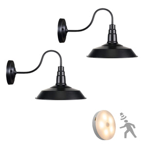 Motion Sensor Battery Wireless Gooseneck Stem Wall Sconce LED 10" Shade