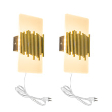 Load image into Gallery viewer, White Acrylic with Gold Tube Handmade Corded Wall Sconce Retro Design For Bedside Store Office