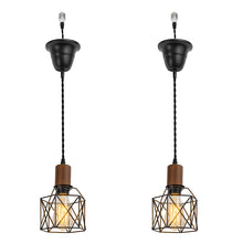 Load image into Gallery viewer, Ceiling Spotlight Remodel E26 Walnut Base Black Metal Hollow Shade Hanging Light Conversion Kit
