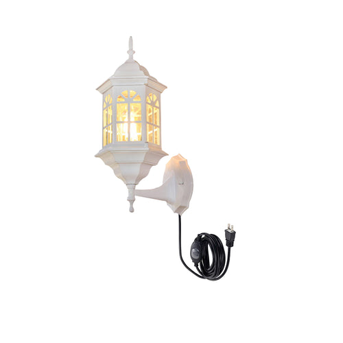 White Metal Waterproof Outdoor-Indoor Plug in Wall Light