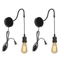 Load image into Gallery viewer, Corded Adjustable Dimmable Gooseneck Wall Sconce 5.9 Feet  Cable Black Metal Wall Lamp Vintage Design