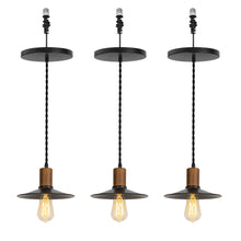 Load image into Gallery viewer, E26 Connection Ceiling Spotlight Remodel Walnut Base Metal Dia 8.6&quot; Shade Retro Hanging Convert Kit