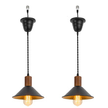 Load image into Gallery viewer, Ceiling Spotlight Remodel E26 Walnut Base Black Outer Gold Inner Shade Retro Hanging Light