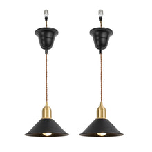 Load image into Gallery viewer, Ceiling Spotlight Remodel E26 Brass Base Black Shade Metal Hanging Light Conversion Kit(DZ18x6)