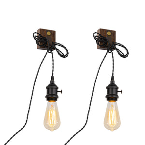 9.8Feet Plug In Cord Mini Base Wall Lighting Adjustable Wire Length Convenient Hook Install Vintage Design