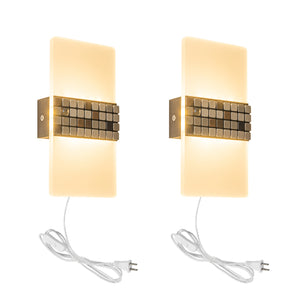 White Acrylic with Colorful Mosaic Stone Handmade Corded Wall Sconce Modern Design For Bedside Store Office