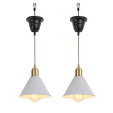 Load image into Gallery viewer, Ceiling Spotlight Remodel E26 Brass Base White Metal Shade Hanging Light Conversion Kit