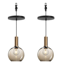 Load image into Gallery viewer, Ceiling Spotlights Remodel Droplight Brown Glass Shade Retro Design Hanging Light Conversion Kit For E26 Ceiling Lamp