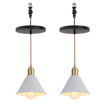 Load image into Gallery viewer, Ceiling Spotlight Remodel E26 Brass Base White Metal Shade Hanging Light Conversion Kit