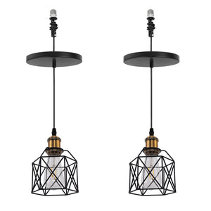 Ceiling Spotlights Remodel Droplight Black Cage Shade Vintage Design Hanging Light Conversion Kit For E26 Ceiling Lamp