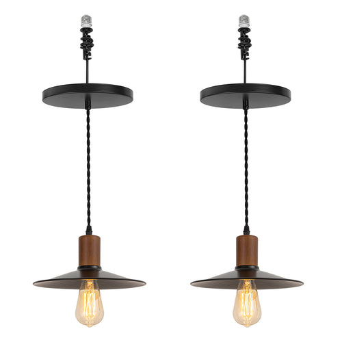 Ceiling Spotlight Remodel E26 Walnut Base Black Metal Dia 10.2
