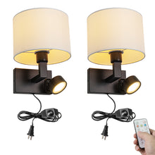 Load image into Gallery viewer, Dimming Timing 2-Light Plug in Cord/Battery Run Wall Bracket Light Adjusted Angle No Drilling Required Fixed Vintage Design