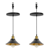 Load image into Gallery viewer, Ceiling Spotlights Remodel Droplight Gold Inner Black Outer Shade Retro Design Hanging Light Conversion Kit For E26 Ceiling Lamp