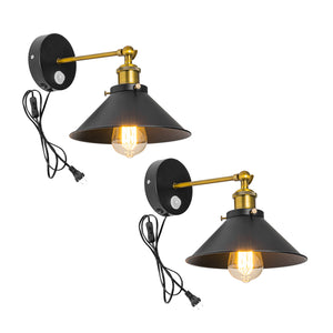 Motion Sensor Light Adjustable Angle Corded Vintage Design Wall Light for Entrance Bedsides