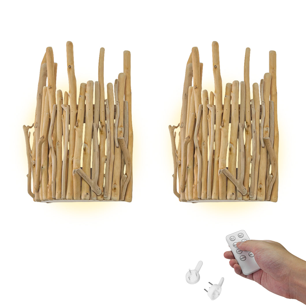 Branch Wooden Handmade Light Home Decor Convenient Hook Wall Sconce Battery Remote Background Dimmable Light
