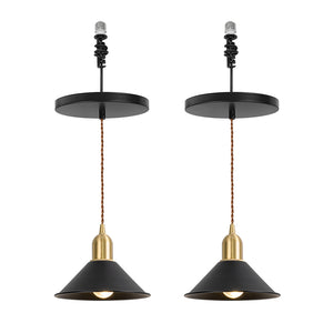 Ceiling Spotlight Remodel E26 Brass Base Black Shade Metal Hanging Light Conversion Kit(DZ18x6)