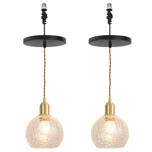 Ceiling Spotlight Remodel E26 Brass Base Crack Glass Shade Hanging Light Conversion Kit