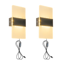 Load image into Gallery viewer, White Acrylic with Black Wall Sconce Vintage Design USB Dimmable Timing Corded Wall Lighting