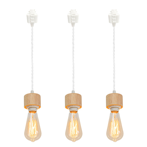 E26 Wooden Base Track Lighting Retro Design for Kitchen Loft Dining Room Store