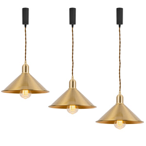 Track Pendant Lights Freely Adjustable Cord Brass Cone Shade Hanging Lamp Loft Kitchen Sink Lamp Vintage Design
