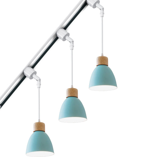 Sloped Position Track Light E26 Base Blue Shade Modern Adjusted or Fixed Hanging Lamp Inclined Roof