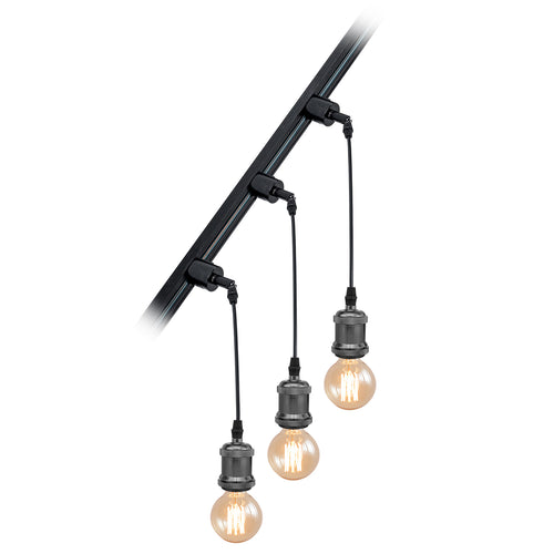 3-Pack Track Light Fixture Mini E26 Base Customized Length Hanging Lamp Sloped Position Roof