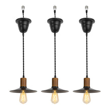 Load image into Gallery viewer, E26 Connection Ceiling Spotlight Remodel Walnut Base Metal Dia 8.6&quot; Shade Retro Hanging Convert Kit