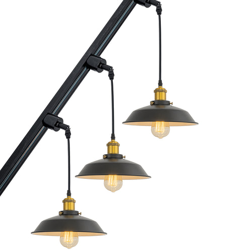 Black Metal Sloped Position Track Light Fixture E26 Base Modern Design Hanging Lamp Inclined Roof