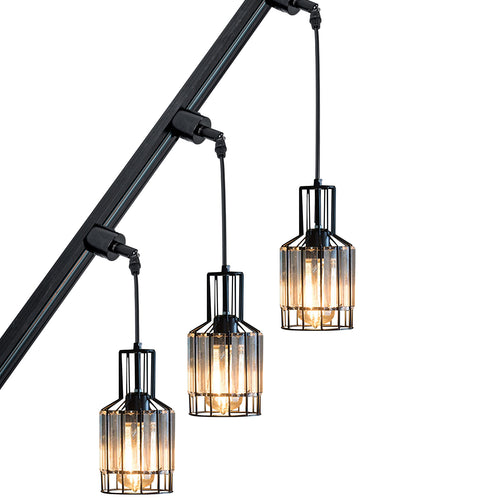 Sloped Position Track Light Fixture E26 Base Crystals Lampshade Modern Design Hanging Lamp Inclined Roof