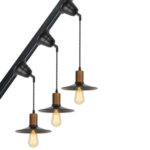 Sloped Position Track Light E26 Walnut Base Dia 8.6" Shade Adjusted Retro Lamp Inclined Roof