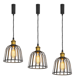 Track Light Black/Gold/Brass Finish E26 Base Black Cage Shade Metal Lamp Adjusted Height Freely