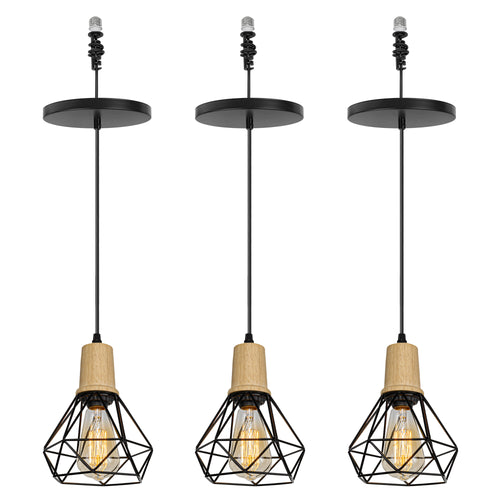E26 Connection Ceiling Spotlight Remodel Wood Base Hollow Shade Retro Hanging Light Convert Kit